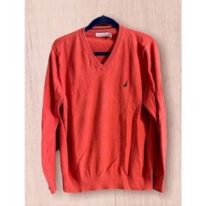 Vintage Men's Nautica Jersey Navtech V-neck Sweater-Red-Size L